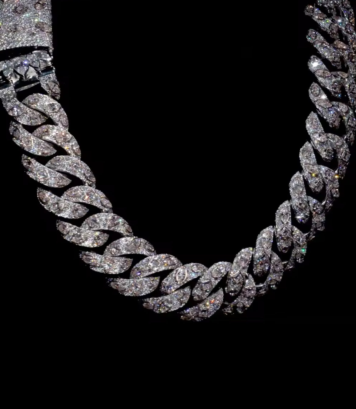 Chaîne à maillons cubains écaille de crocodile en Moissanite Baguette VVS1 de 15 mm KC.LUXURY