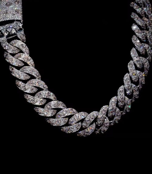 Chaîne à maillons cubains écaille de crocodile en Moissanite Baguette VVS1 de 15 mm KC.LUXURY