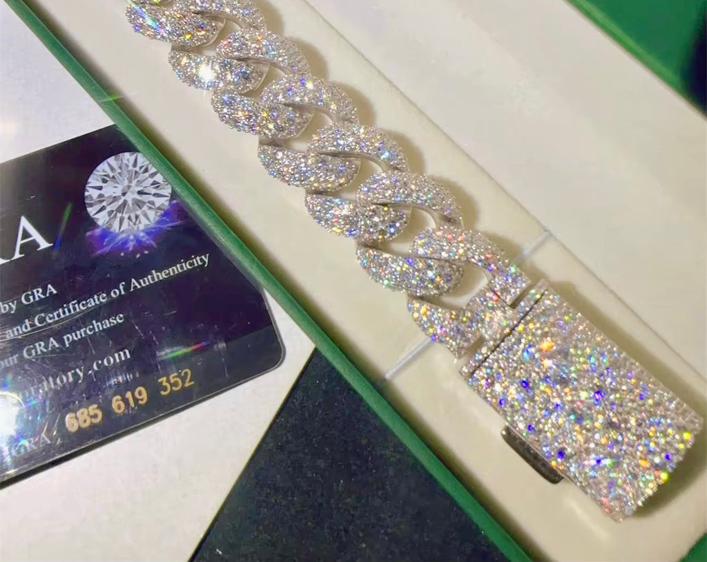 Bracelet en Argent à maillons cubains en moissanite VVS1 de 18 mm KC.LUXURY