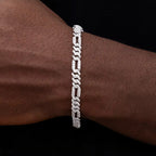 Bracelet Figaro en argent avec diamants Moissanite VVS, pour hommes KC.LUXURY