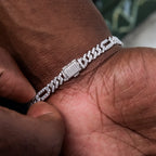 Bracelet Figaro en argent avec diamants Moissanite VVS, pour hommes KC.LUXURY