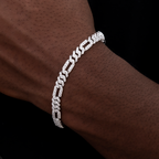 Bracelet Figaro en argent avec diamants Moissanite VVS, pour hommes KC.LUXURY