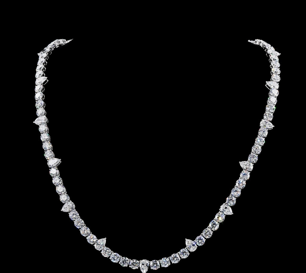 Chaîne tennis en argent 925, moissanite VVS 5 mm, style demi poire KC.LUXURY