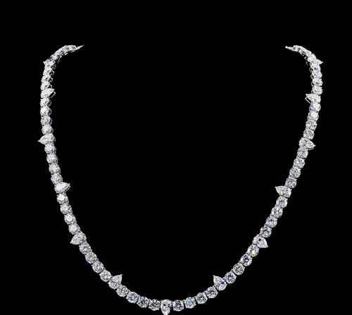 Chaîne tennis en argent 925, moissanite VVS 5 mm, style demi poire KC.LUXURY