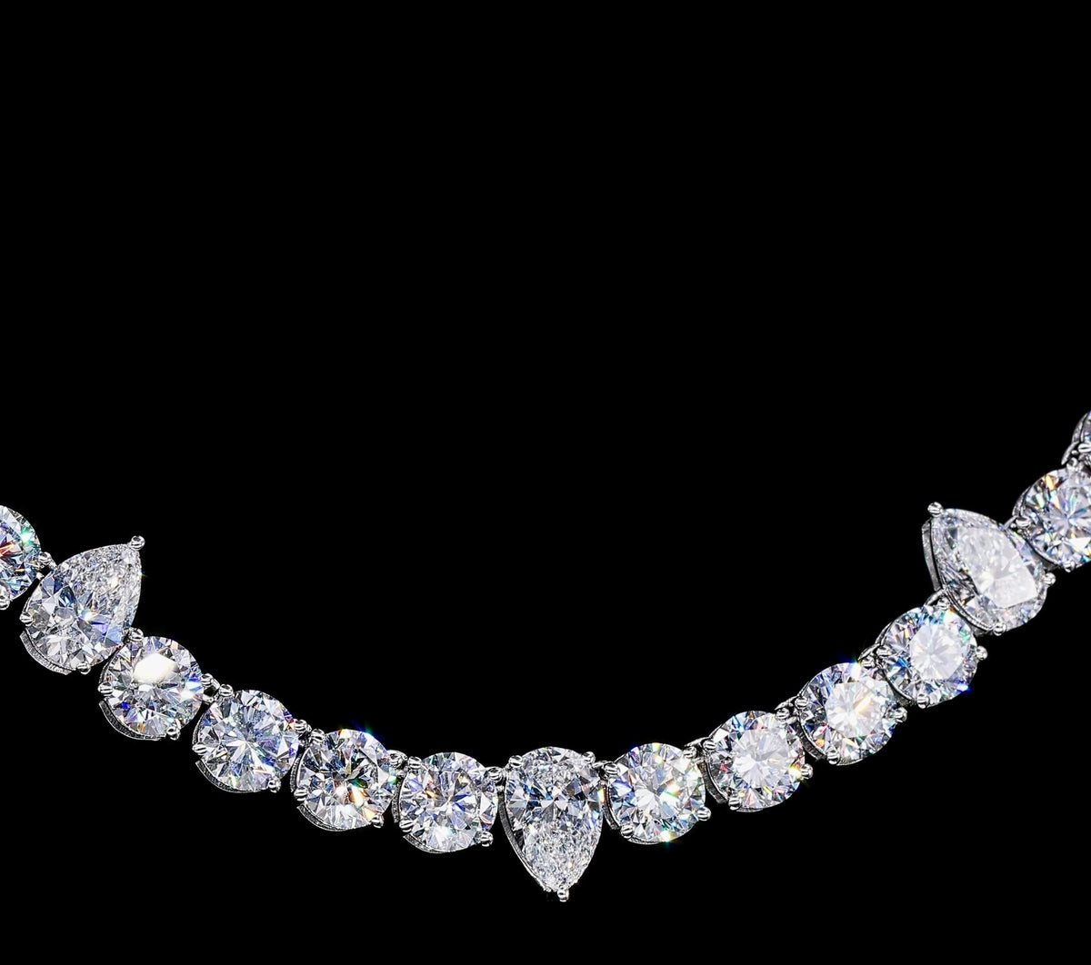 Chaîne tennis en argent 925, moissanite VVS 5 mm, style demi poire KC.LUXURY