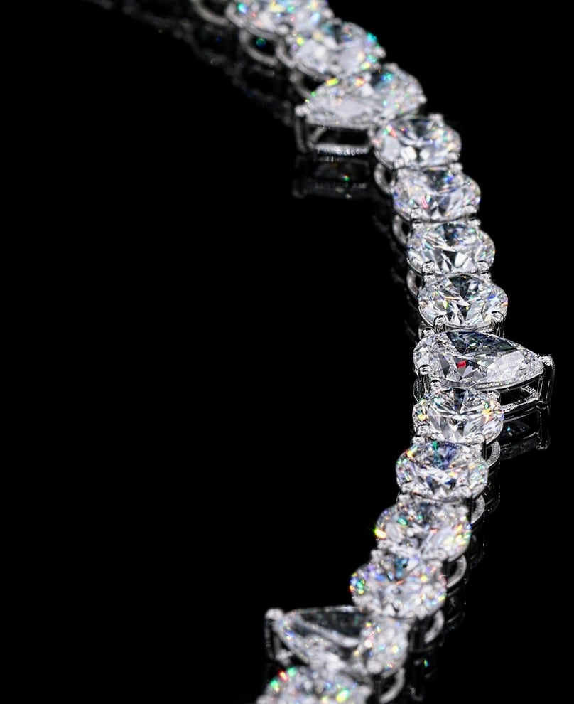 Chaîne tennis en argent 925, moissanite VVS 5 mm, style demi poire KC.LUXURY