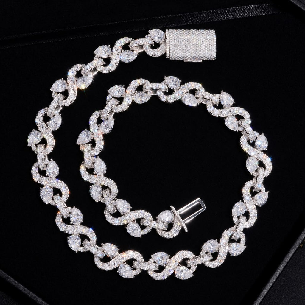 Collier Infinity en Argent 925 en moissanite Taillée Poire 13mm KC.LUXURY