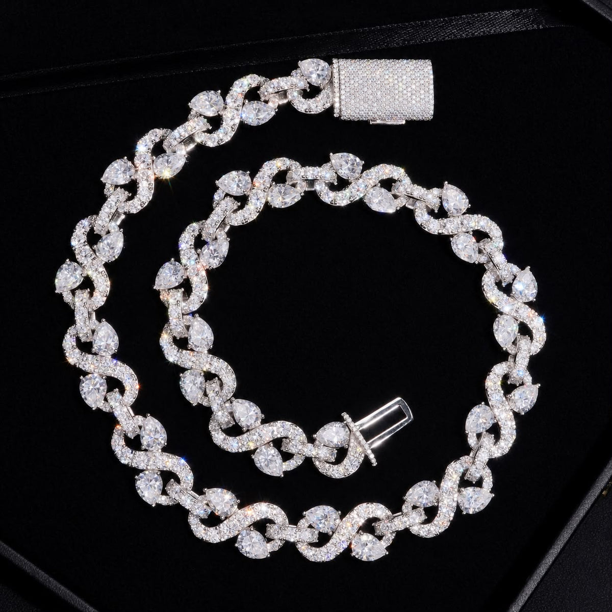 Collier Infinity en Argent 925 en moissanite Taillée Poire 13mm KC.LUXURY
