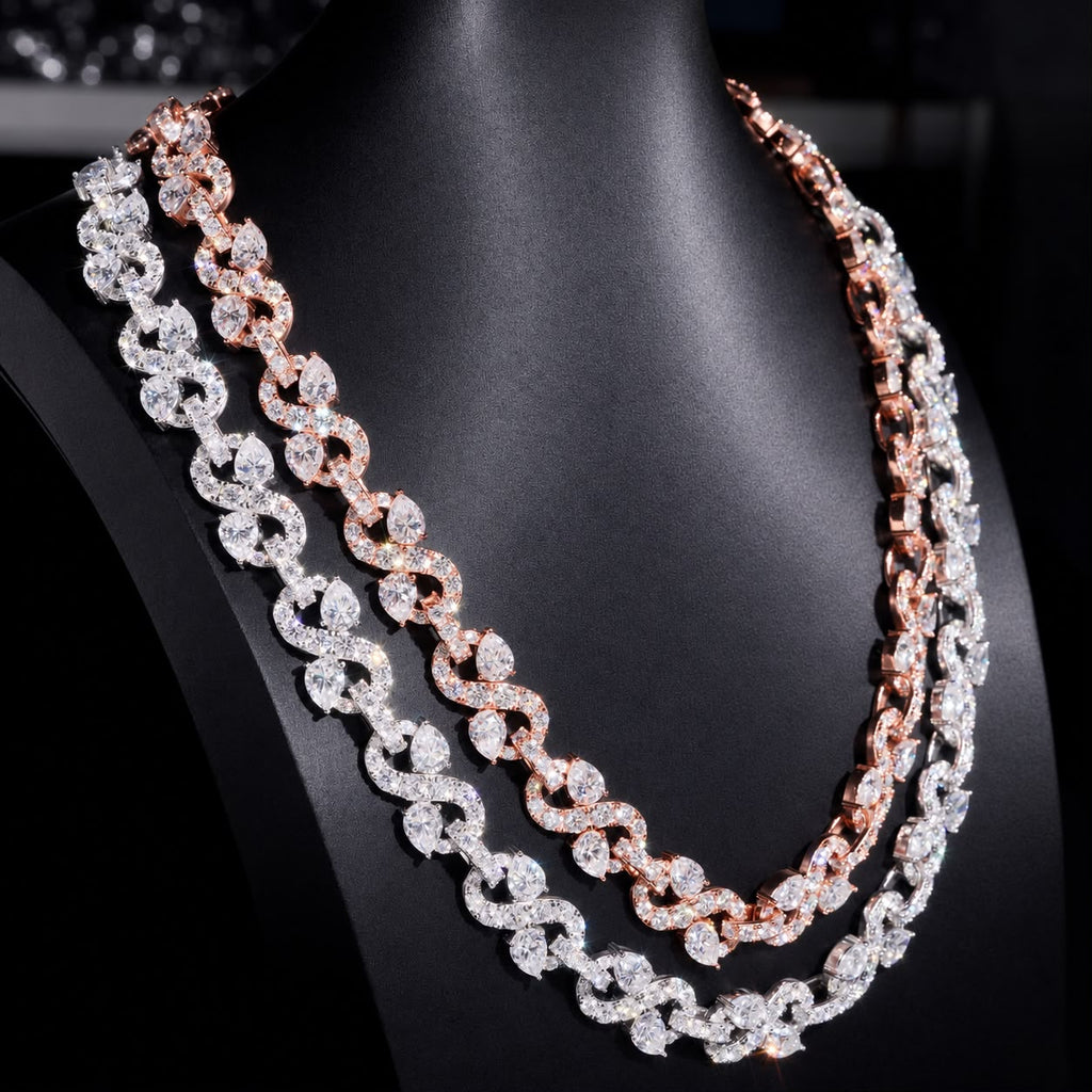 Collier Infinity en Argent 925 en moissanite Taillée Poire 13mm KC.LUXURY