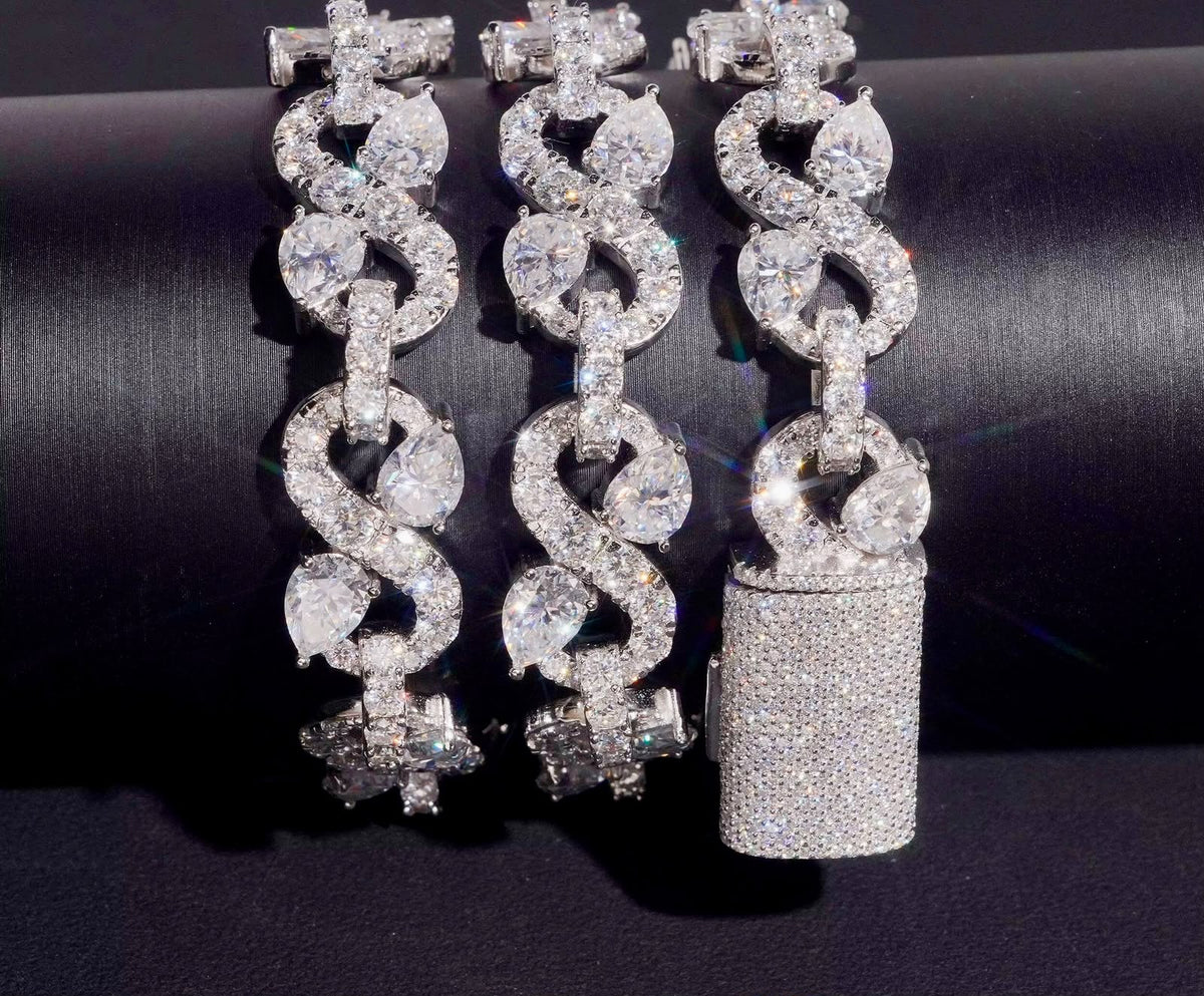 Collier Infinity en Argent 925 en moissanite Taillée Poire 13mm KC.LUXURY