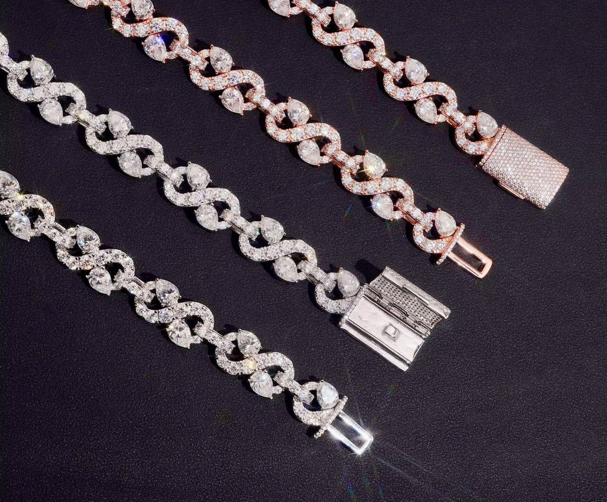 Collier Infinity en Argent 925 en moissanite Taillée Poire 13mm KC.LUXURY