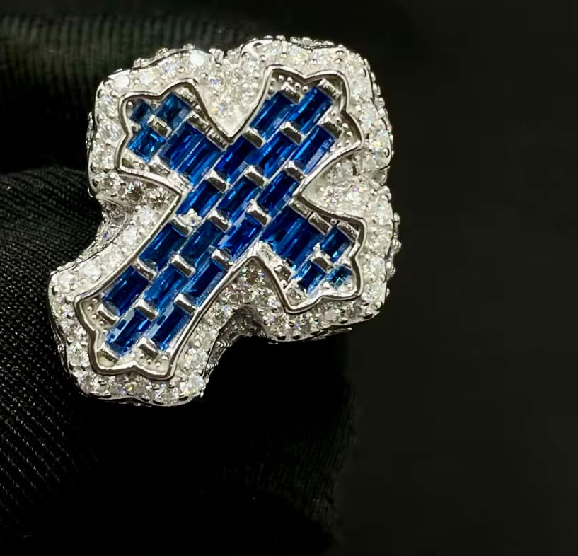 Bague Croix en Argent S925 pour homme en Moissanite VVS KC.LUXURY