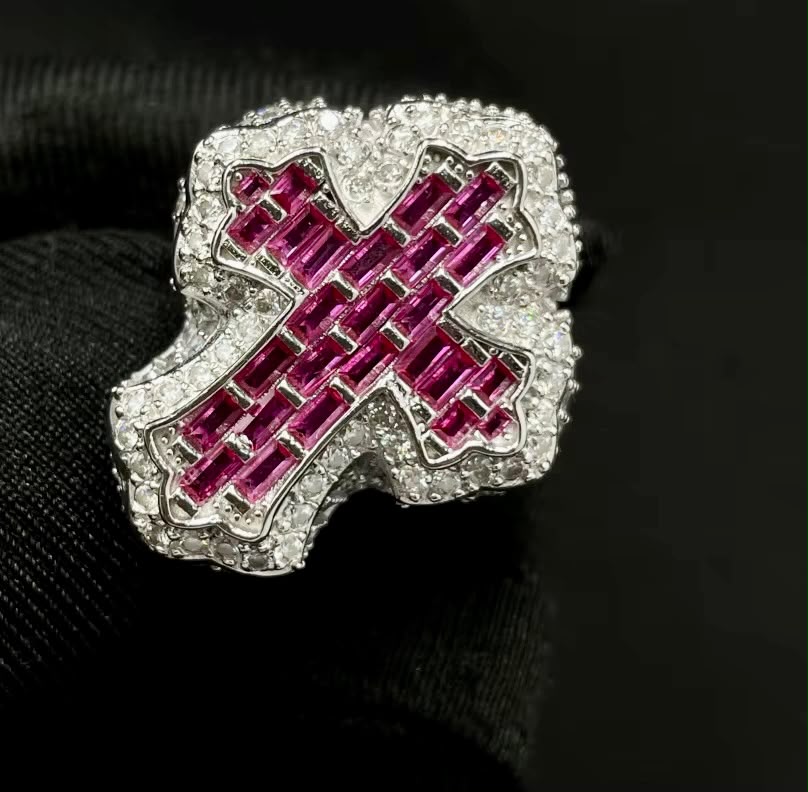 Bague Croix en Argent S925 pour homme en Moissanite VVS KC.LUXURY