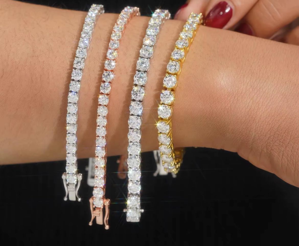Bracelet tennis en Argent S925 Moissanite VVS1 de 2 mm à 4 mm KC.LUXURY