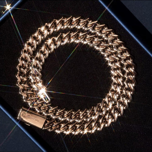 Chaîne cubaine en Or rose 10K de 10 mm en Moissanite VVS1 KC.LUXURY