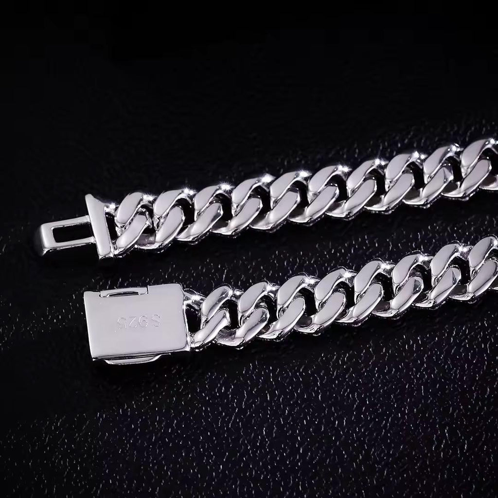 Bracelet en Argent à maillons cubains en Moissanite VVS1 de 10 mm et 12 mm KC.LUXURY