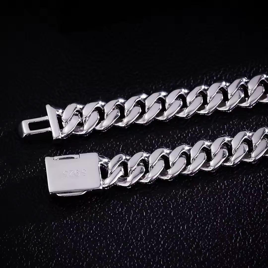 Bracelet en Argent à maillons cubains en Moissanite VVS1 de 10 mm et 12 mm KC.LUXURY