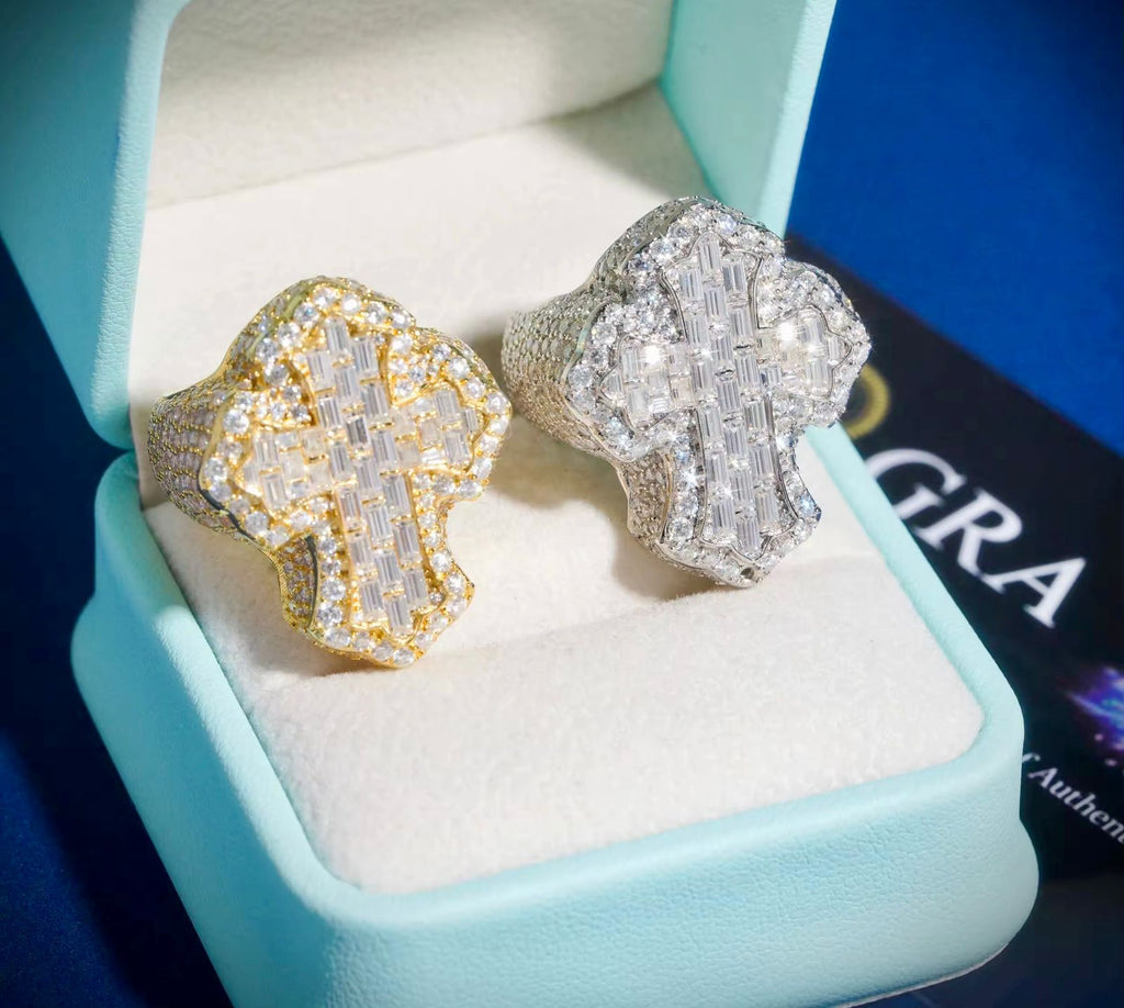 Bague Croix en Argent S925 pour homme en Moissanite VVS KC.LUXURY