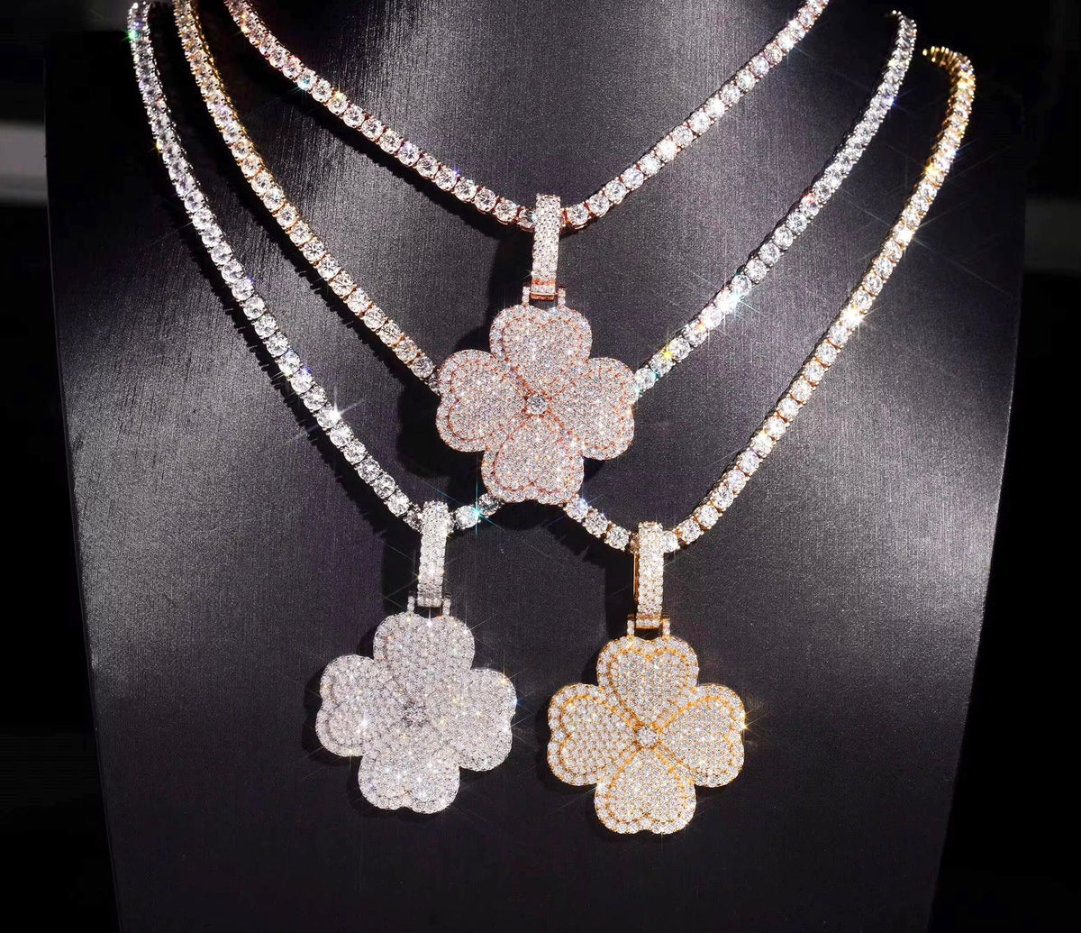 Pendentif trèfle en Argent S925 Moissanite VVS1 KC.LUXURY