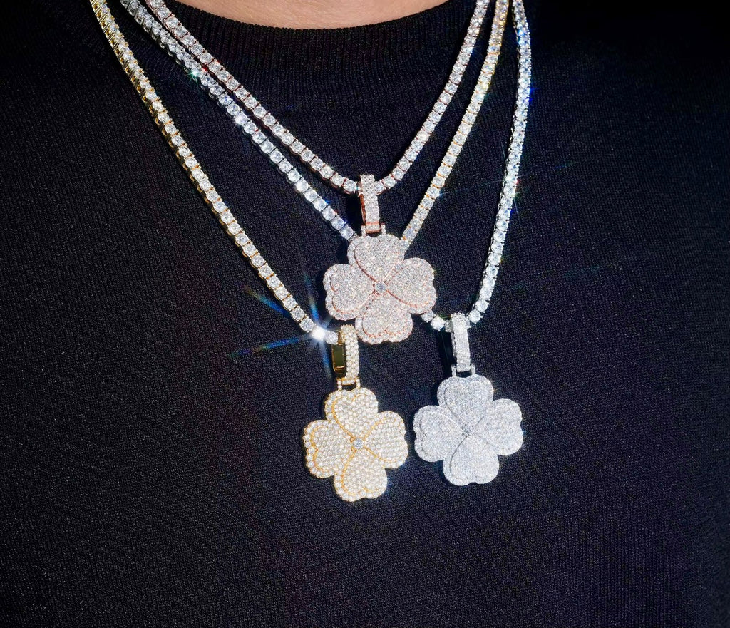Pendentif trèfle en Argent S925 Moissanite VVS1 KC.LUXURY