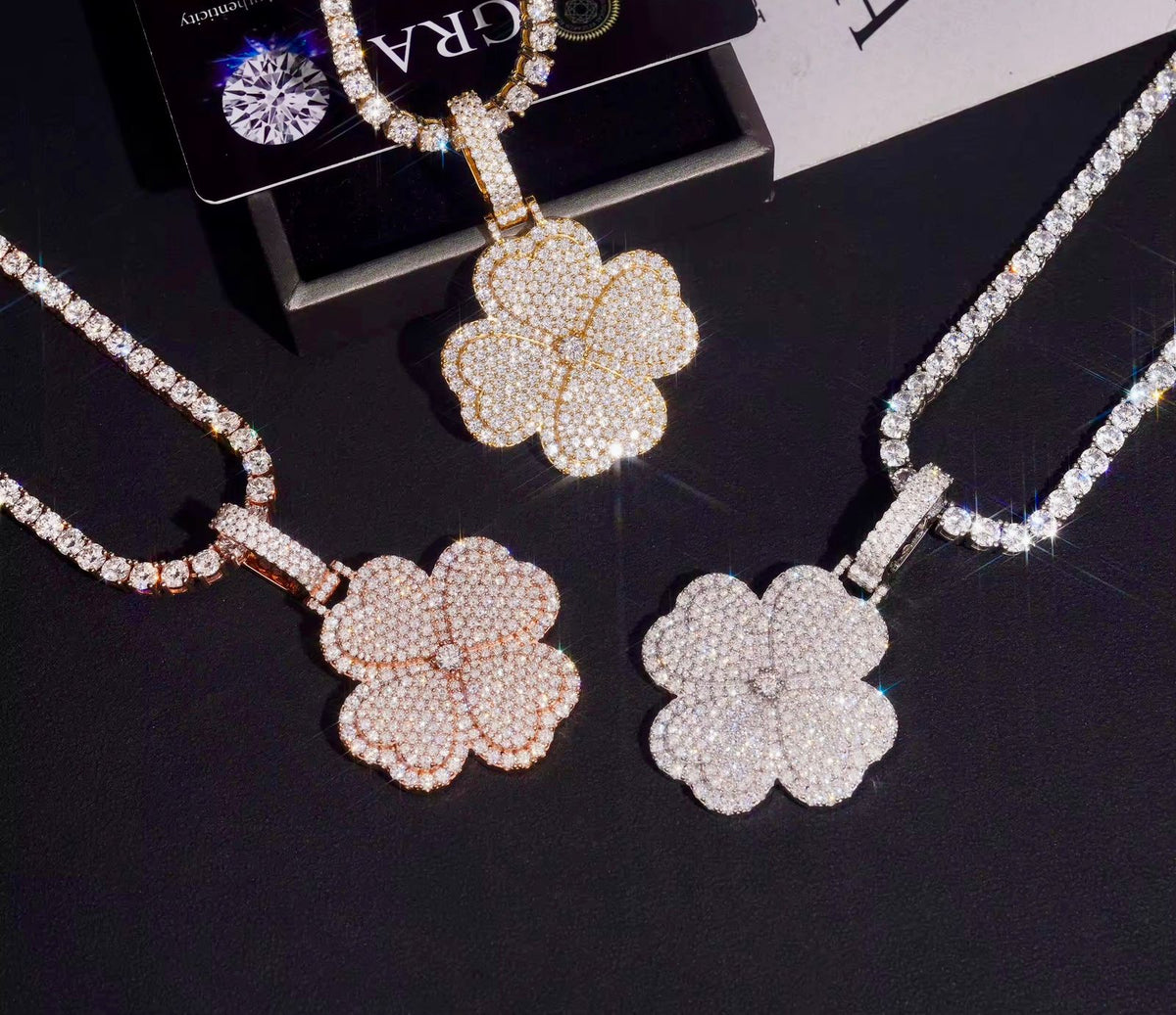 Pendentif trèfle en Argent S925 Moissanite VVS1 KC.LUXURY