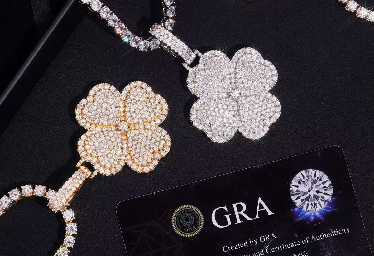 Pendentif trèfle en Argent S925 Moissanite VVS1 KC.LUXURY