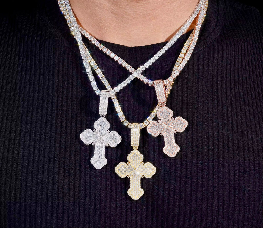 Pendentif croix en Argent S925 Moissanite VVS1 KC.LUXURY