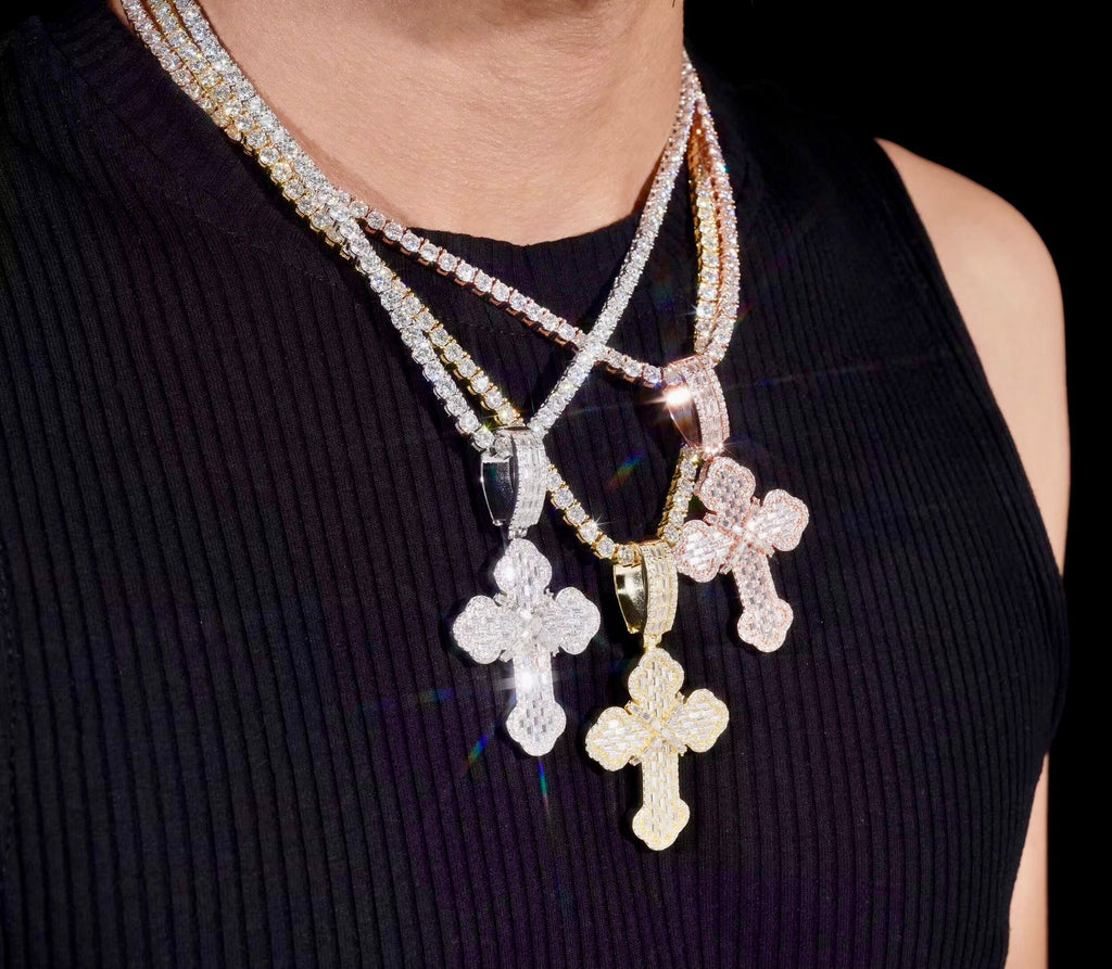 Pendentif croix en Argent S925 Moissanite VVS1 KC.LUXURY