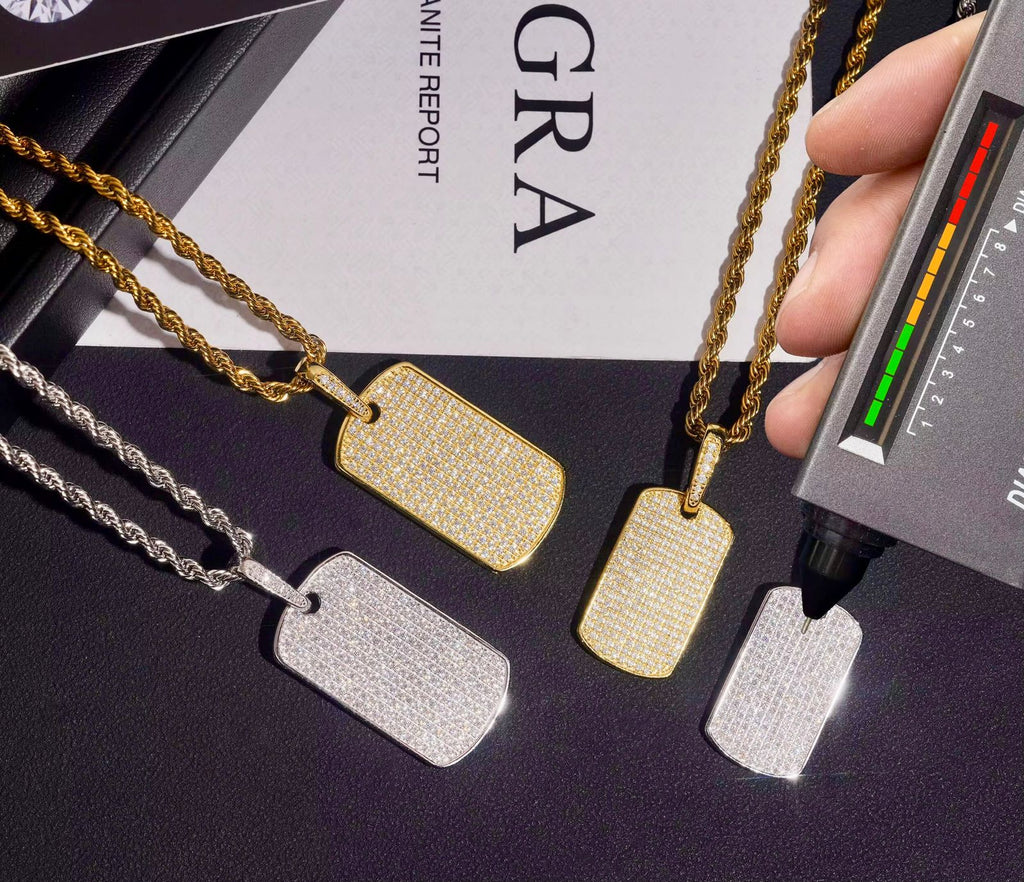 Pendentif plaque militaire en Argent S925 Moissanite VVS1 KC.LUXURY