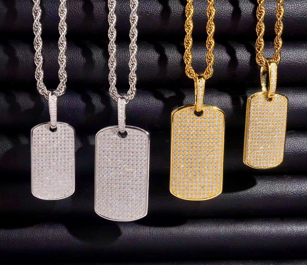 Pendentif plaque militaire en Argent S925 Moissanite VVS1 KC.LUXURY