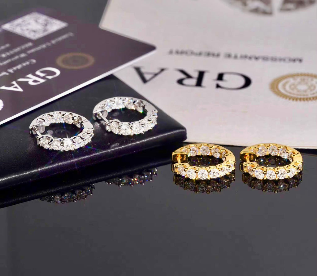 Boucles d’oreilles Créole en Argent, S925 Moissanite VVS KC.LUXURY