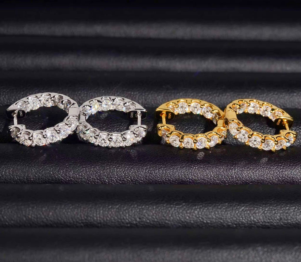 Boucles d’oreilles Créole en Argent, S925 Moissanite VVS KC.LUXURY