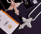 Pendentif croix rose en Argent S925 Moissanite VVS1 KC.LUXURY