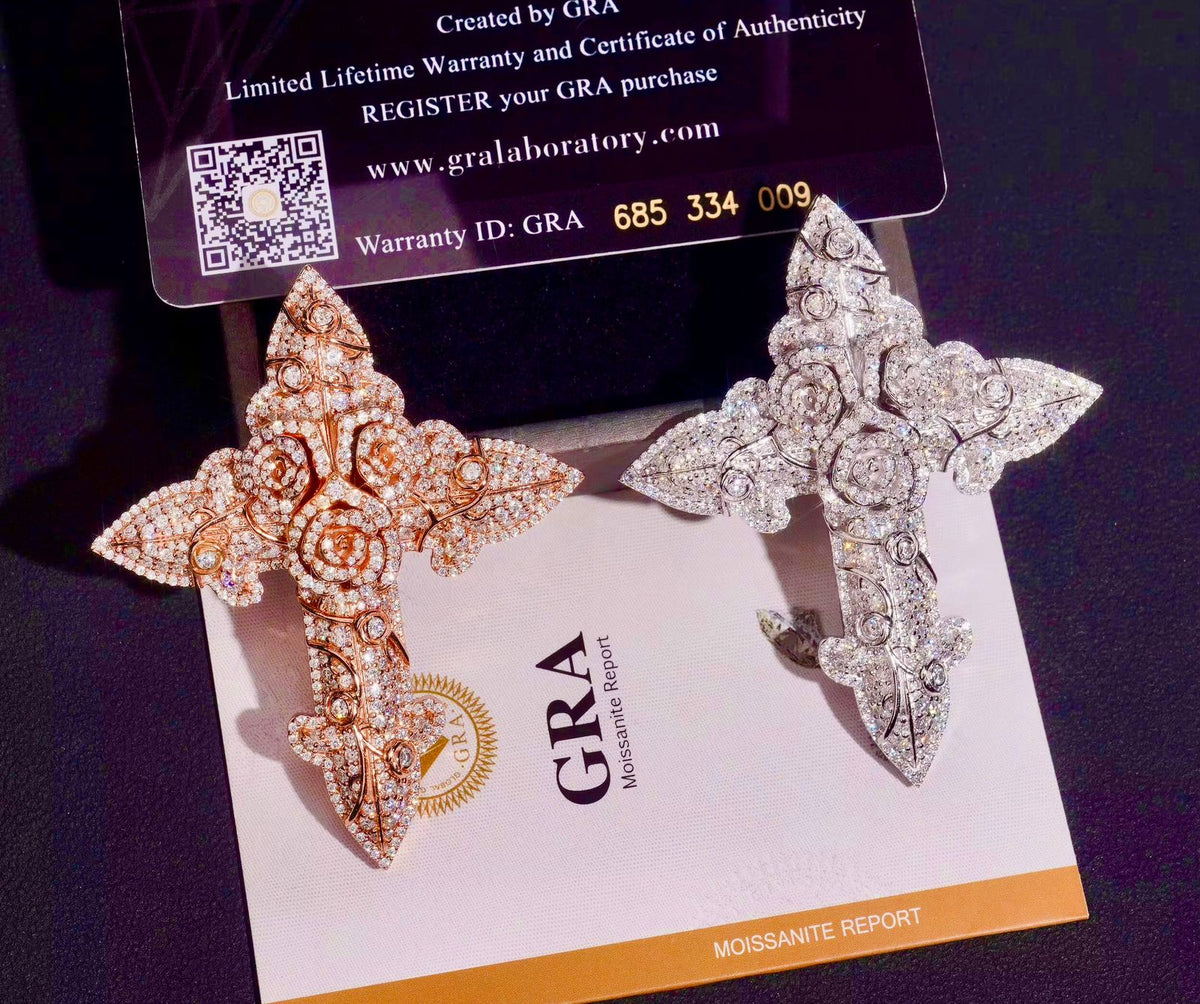 Pendentif croix rose en Argent S925 Moissanite VVS1 KC.LUXURY