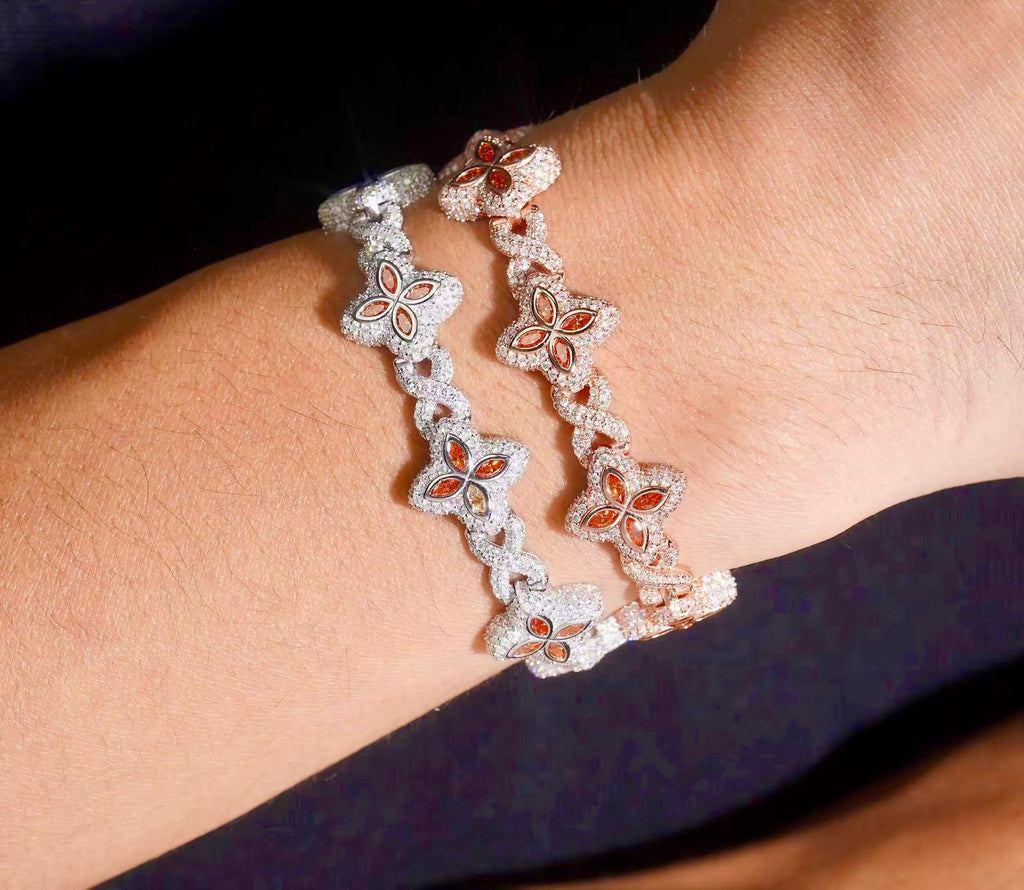 Bracelet Trèfle Fanta Argent S925 style Saphir en Moissanite VVS KC.LUXURY