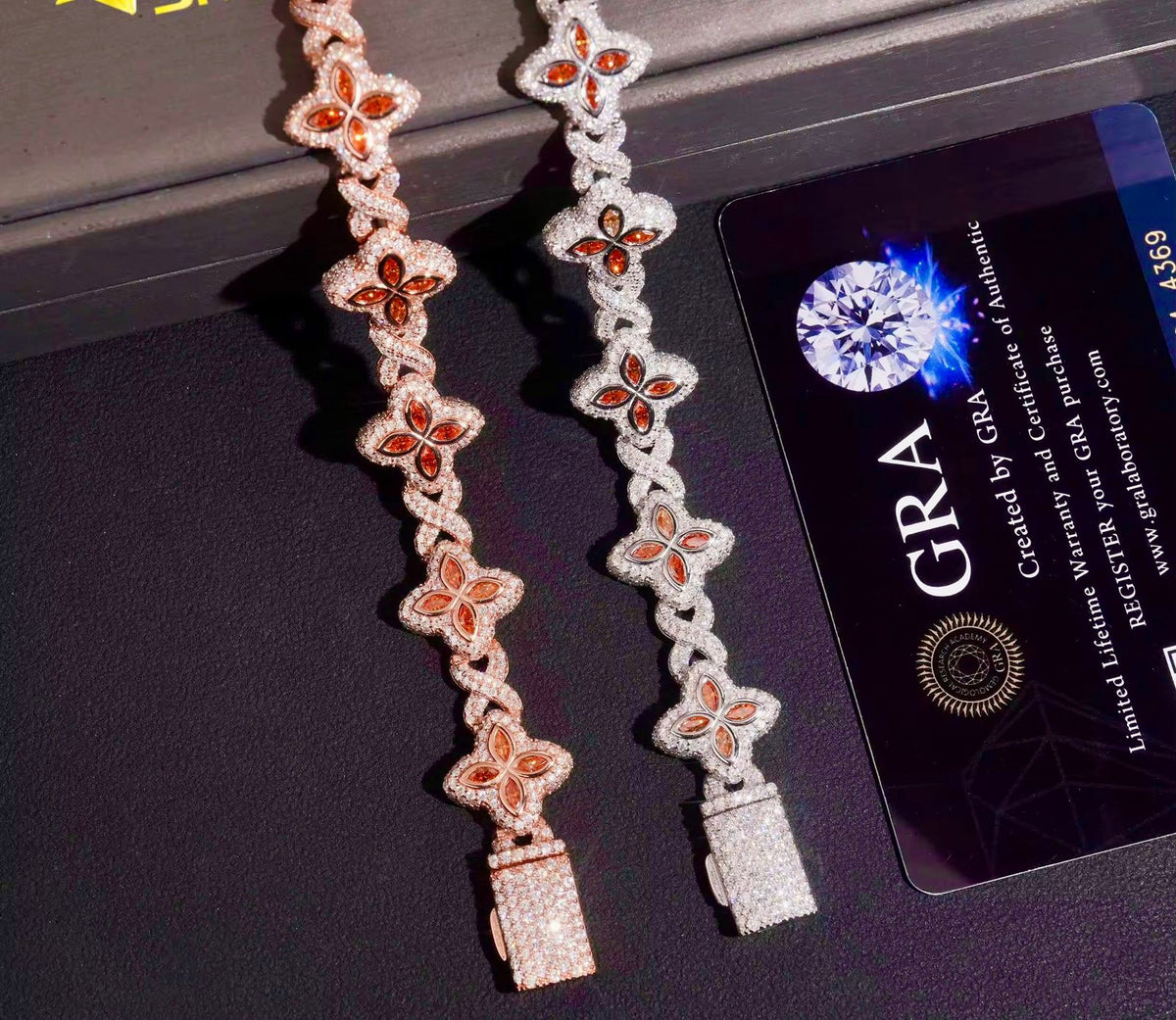 Bracelet Trèfle Fanta Argent S925 style Saphir en Moissanite VVS KC.LUXURY