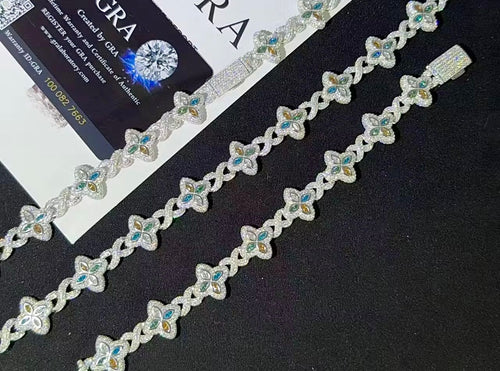 Chaine Trèfle Infini en Argent S925 de 15 mm en Moissanite VVS KC.LUXURY