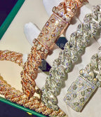 Chaîne à maillons cubains écaille de crocodile en Moissanite Baguette VVS1 de 15 mm KC.LUXURY