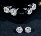 Boucles d’oreilles Solitaire Halo en argent, certifié Moissanite VVS KC.LUXURY