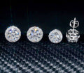 Boucles d’oreilles Solitaire Halo en argent, certifié Moissanite VVS KC.LUXURY