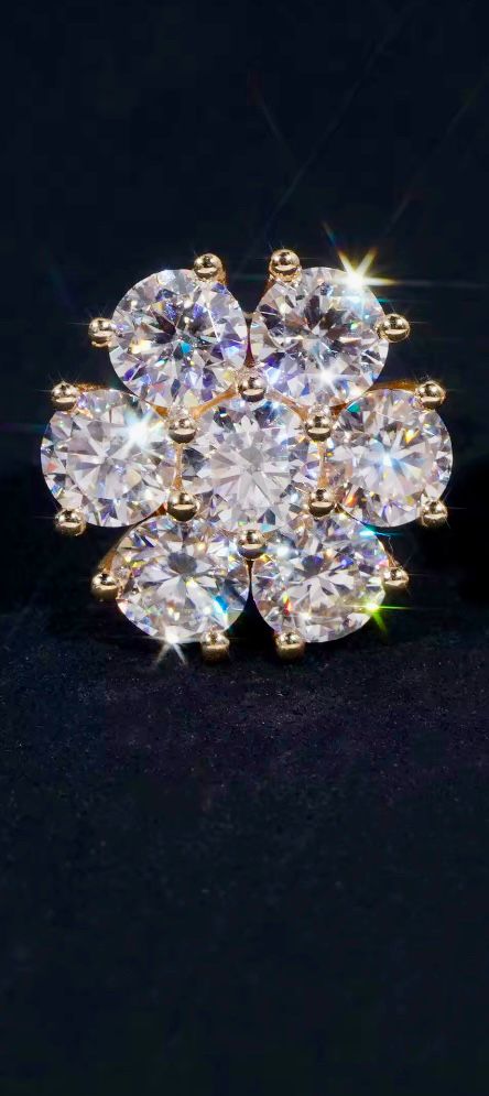 Boucles d’oreilles en Fleur 12MM, certifié Moissanite VVS en Or 10K KC.LUXURY