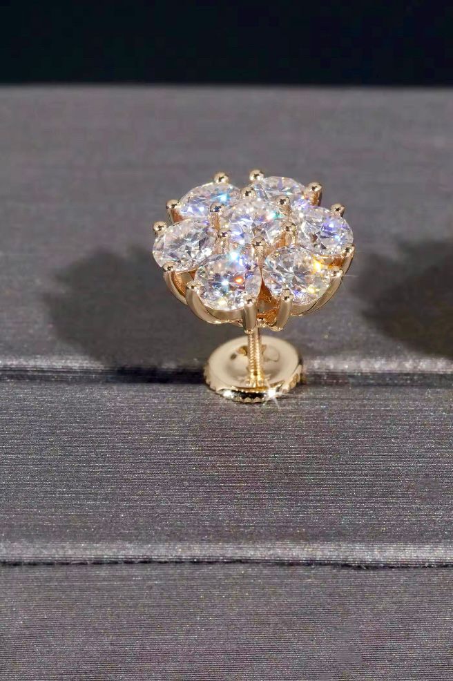 Boucles d’oreilles en Fleur 12MM, certifié Moissanite VVS en Or 10K KC.LUXURY