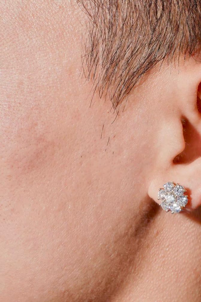 Boucles d’oreilles en Fleur 12MM, certifié Moissanite VVS en Or 10K KC.LUXURY
