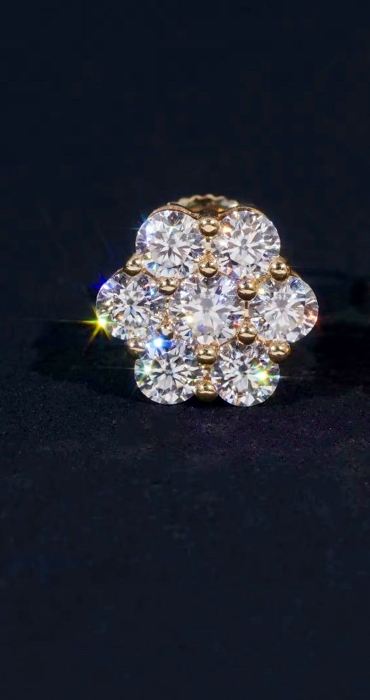 Boucles d’oreilles en Fleur ronde 10MM, certifié Moissanite VVS en Or 10K KC.LUXURY