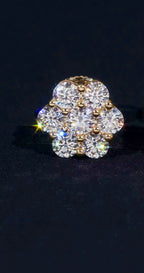 Boucles d’oreilles en Fleur ronde 10MM, certifié Moissanite VVS en Or 10K KC.LUXURY