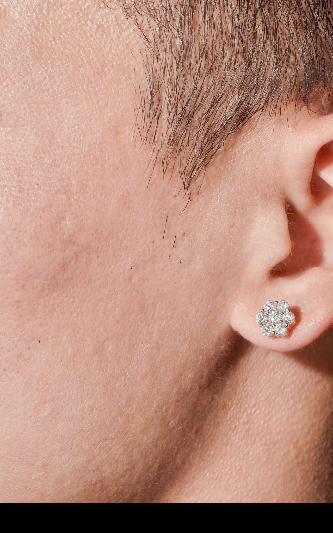 Boucles d’oreilles en Fleur ronde 10MM, certifié Moissanite VVS en Or 10K KC.LUXURY