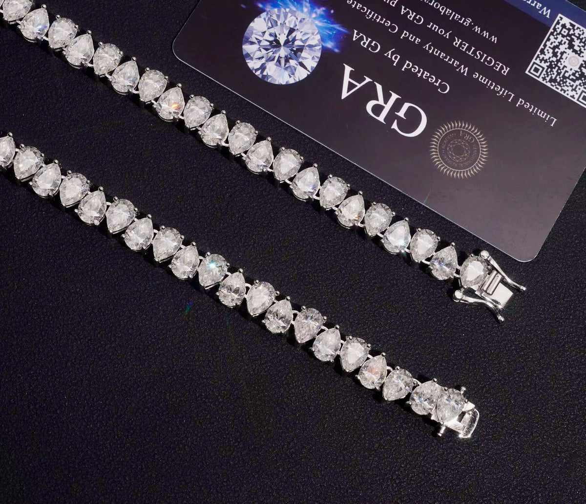 Chaîne Tennis Forme Poire 7mm VVS, Moissanite en Argent 925 KC.LUXURY