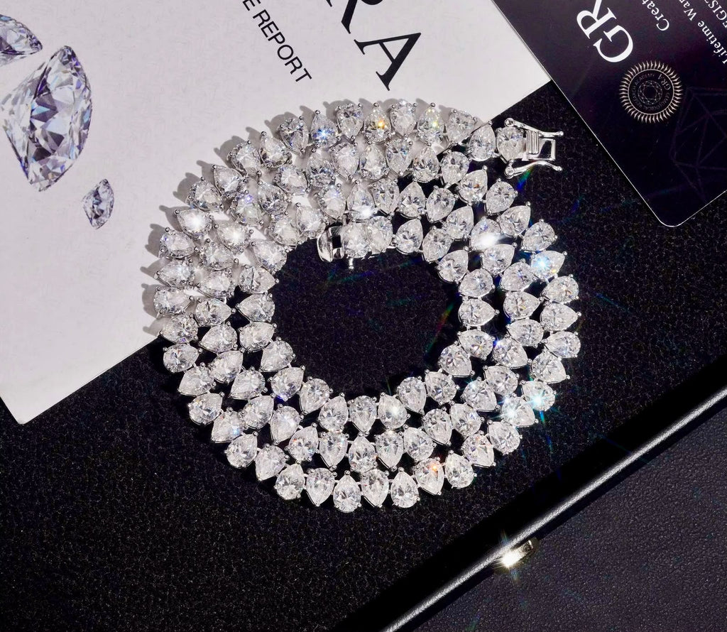 Chaîne Tennis Forme Poire 7mm VVS, Moissanite en Argent 925 KC.LUXURY