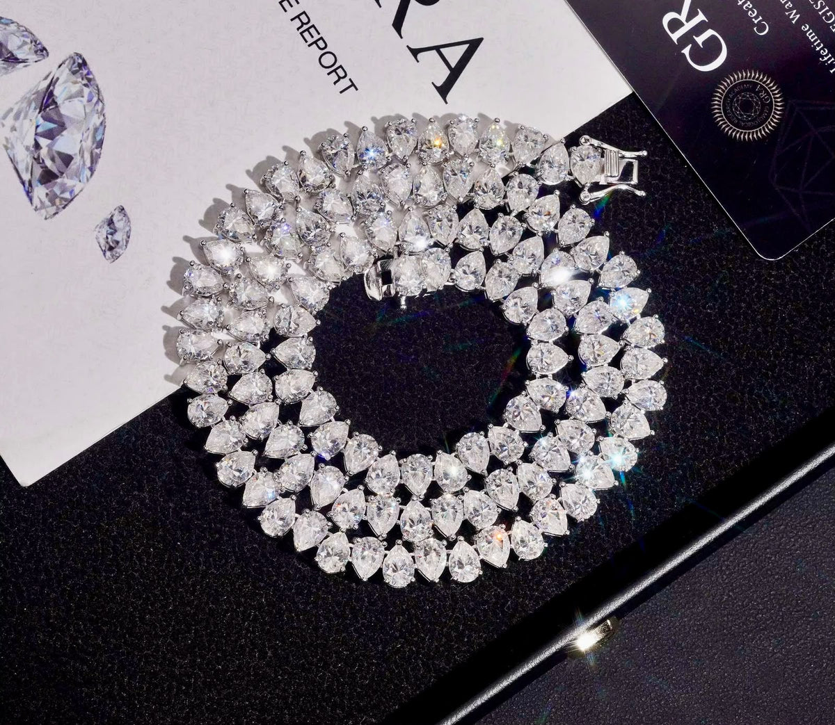 Chaîne Tennis Forme Poire 7mm VVS, Moissanite en Argent 925 KC.LUXURY
