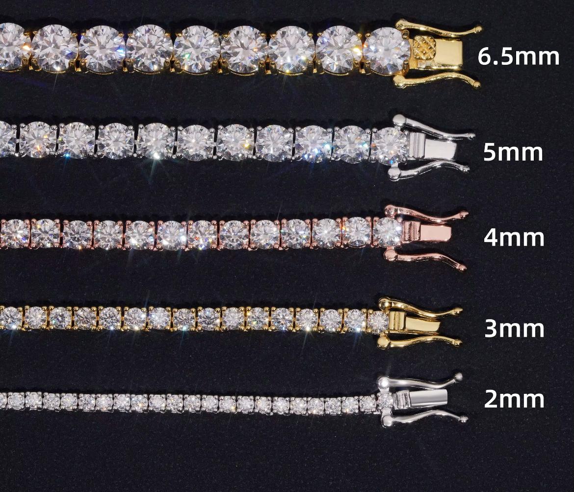 Bracelet tennis en Argent S925 Moissanite VVS1 de 2 mm à 4 mm KC.LUXURY